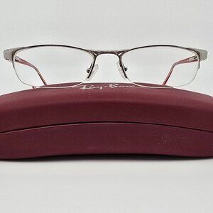 Ray-Ban RB6066 2541 Silver Red Semi-Rimless Eyeglasses Frame w/ Case 52-17-140